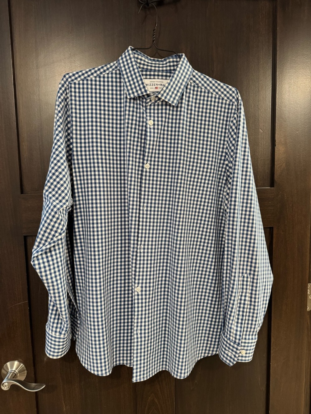 Mizzen+Main Blue and White Gingham Dress Shirt